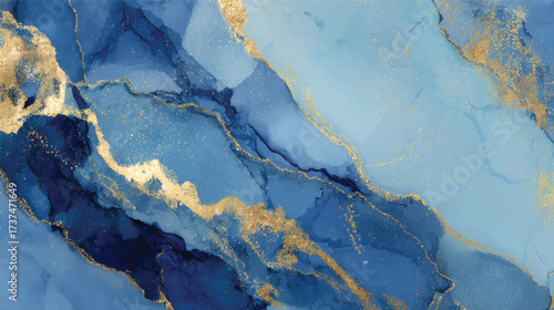 A beautiful abstract background featuring swirling blue and turquoise hues with gold accents, creating a fluid and elegant design