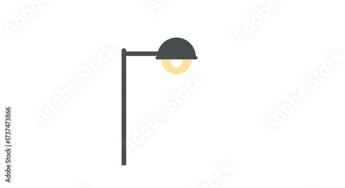 Isolated Streetlight with Glowing Bulb on White Background.