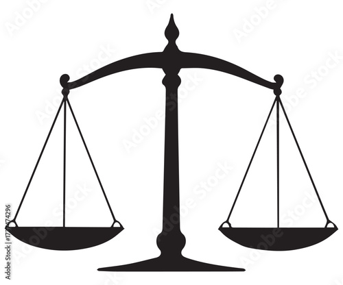 Black Silhouette of a Scale of Justice with Circular Pan Connectors