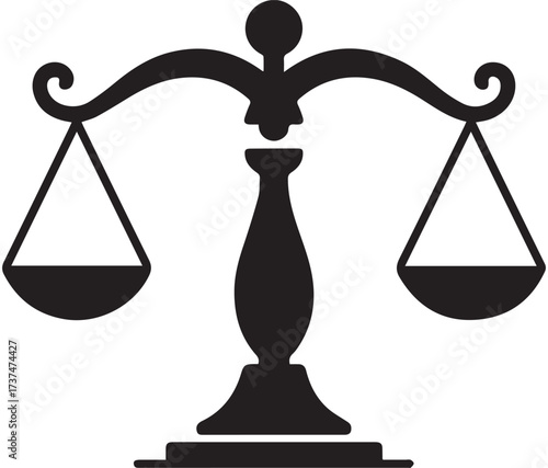 Black Silhouette of a Traditional Scale of Justice