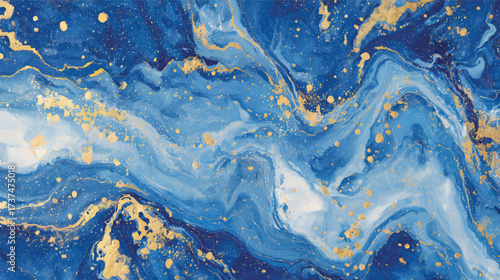A beautiful abstract background featuring swirling blue and turquoise hues with gold accents, creating a fluid and elegant design