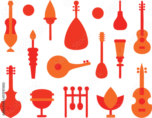 Renaissance musical instrument icons vector bundle scalable eps illustration collection