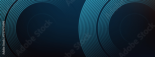 Dark blue abstract background with glowing circle lines. Geometric stripe line art design. Modern shiny blue diagonal rounded lines pattern. suit for bussines, banners.