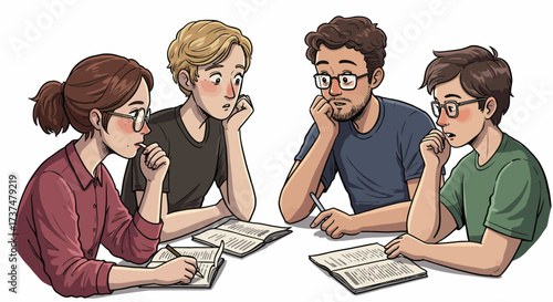 Focused Team Collaboration People Reading and Discussing Documents Together