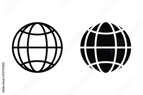 Globe Icon vector illustration, Go to web symbol icon, www symbol, Web icon, website, homepage icon set, earth clip art, globe symbol isolated white background.