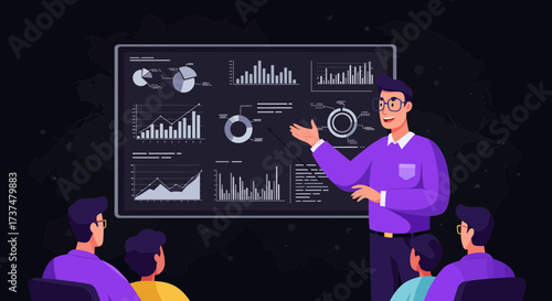 Data Analytics Presentation with Charts and Team
