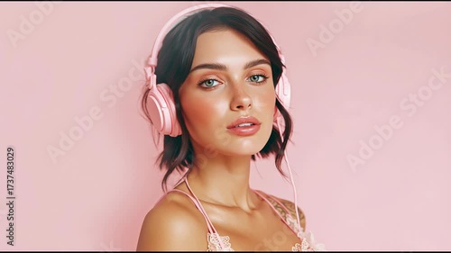 girl in stylish headphones