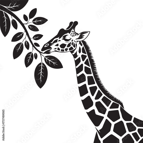 Graceful Giraffe Reaching for Leaves Graphic Design