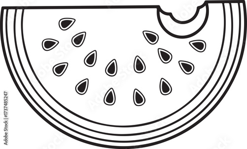 Minimal Watermelon Slice with Seeds – Bold Black and White Fruit Icon