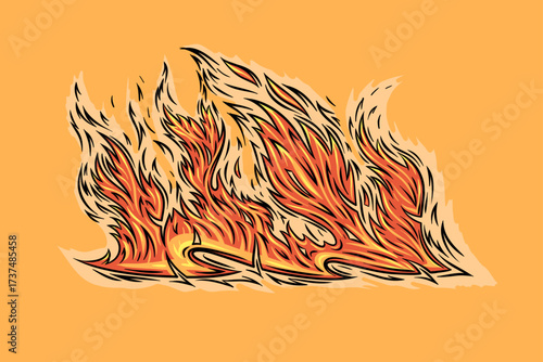 outline flame doodle vector image