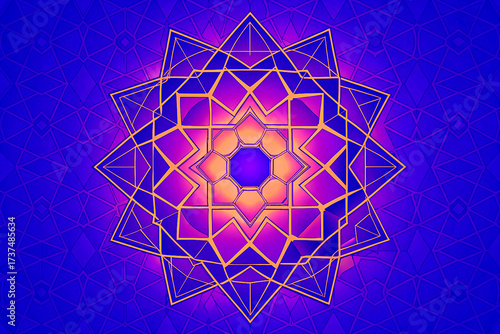 Pink purple blue surreal flower ornate oriental star