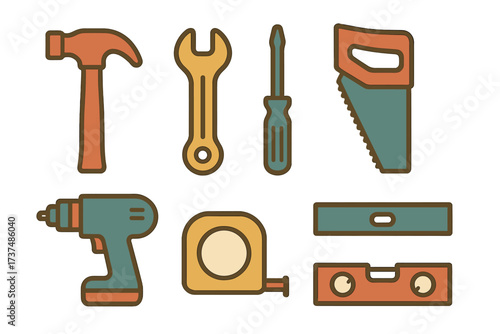 Collection of essential hand tools for home improvement and DIY projects arranged on a simple background