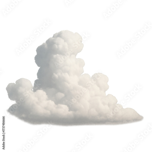 Large, fluffy white cumulonimbus cloud with a distinct shape, isolated on a transparent background, ideal for weather-related designs