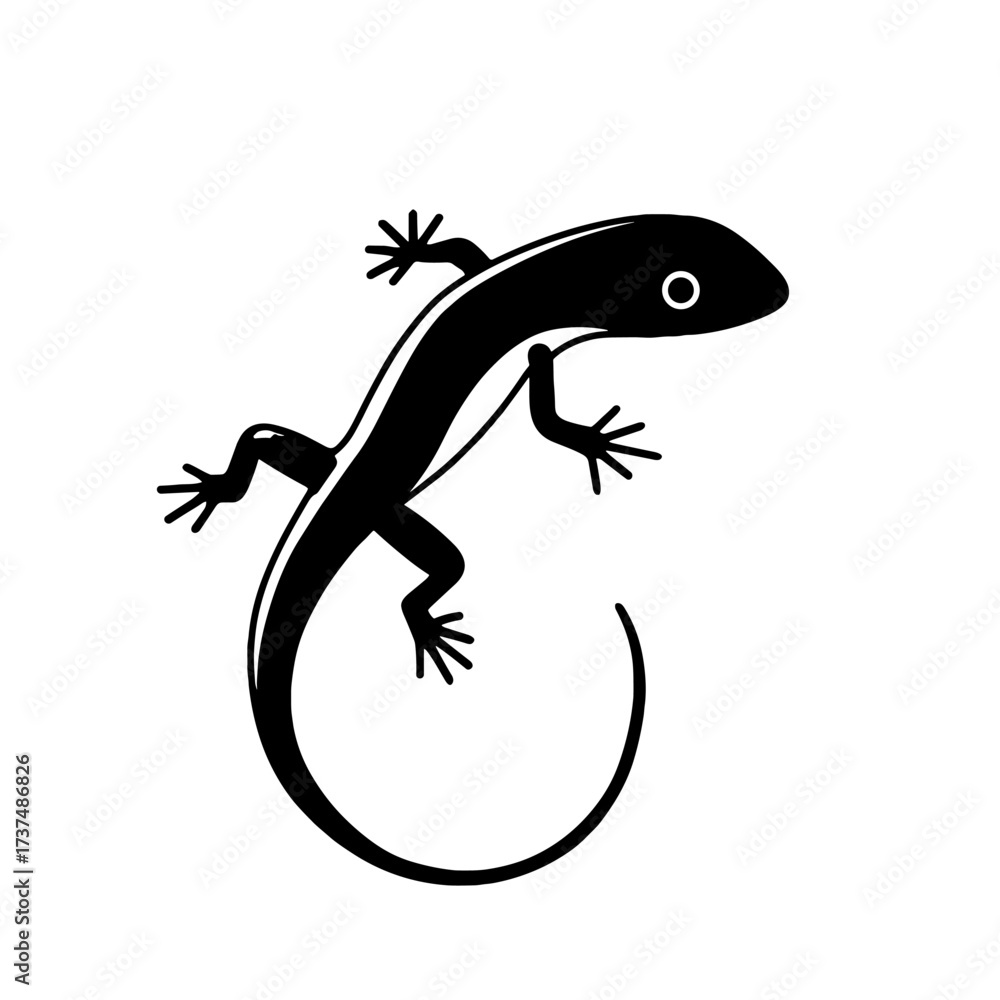Naklejka premium Skink. Skink simple black and white line art vector logo