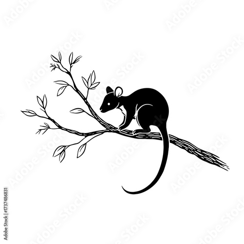 Tree Kangaroo. Tree Kangaroo simple black and white line art vector logo