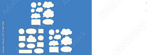 White speech bubbles on blue background thought bubbles