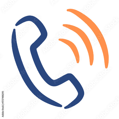 Handdrawn telephone with communication signal waves