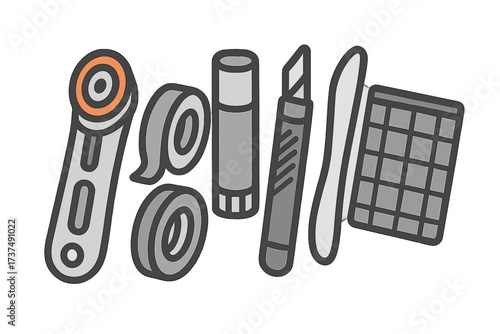 Crafting tools and supplies arranged neatly for creative projects and DIY activities