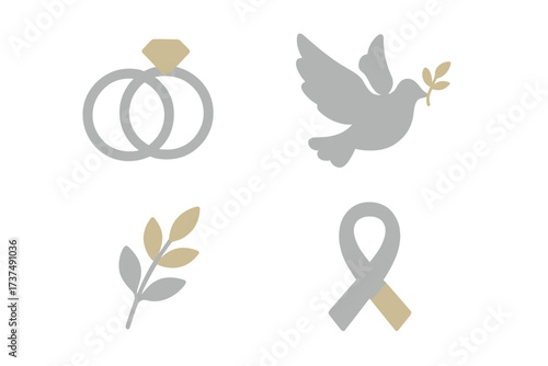 Symbols of love, peace, and hope showcased through simple designs for various occasions