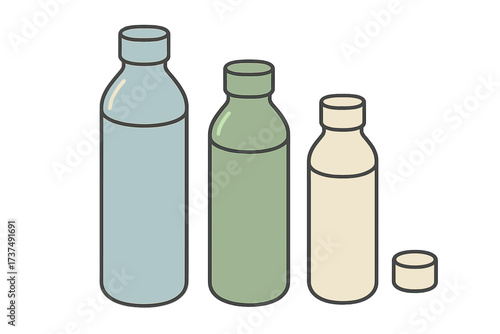 Bottles of various sizes placed side by side, showcasing a selection of colors and shapes for decorative or practical use