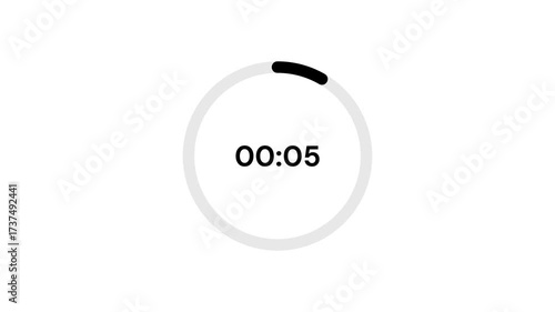 Countdown Timer Animation on White Background