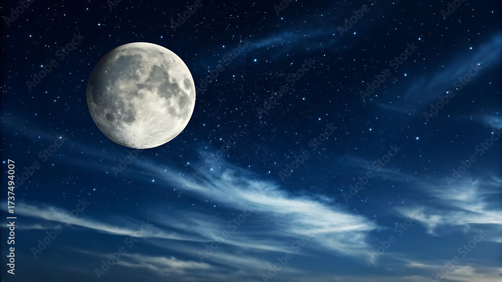 Naklejka premium full moon and stars
