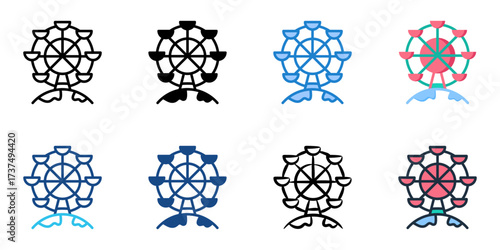 Regional fairs icon set multiple style collection 
