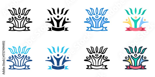 Cultural gatherings icon set multiple style collection 
