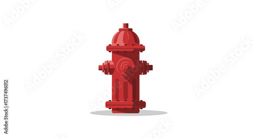 Isolated Red Fire Hydrant Illustration on White Background.