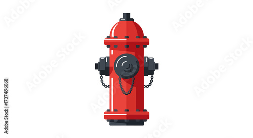 Isolated Red Fire Hydrant with Black Accents Illustration.