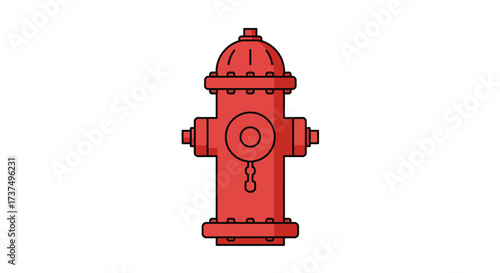 Illustration of a Red Fire Hydrant with Black Outline.