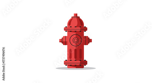 Isolated Red Fire Hydrant Illustration on White Background.
