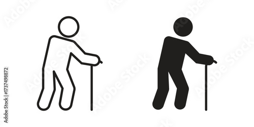 Walking stick icon vector sign symbol