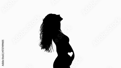 Expecting mother silhouette with heart detail symbolizing love and new life, perfect for maternity designs