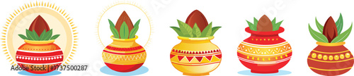 Karwa Chauth kalas, Karva, Pot, coconut, elements, puja, diwali, deepawali,  festival, indian, celebration, fast, marriage, married, husband, chhath, bride, celebrate, traditional, durga, dussehra,