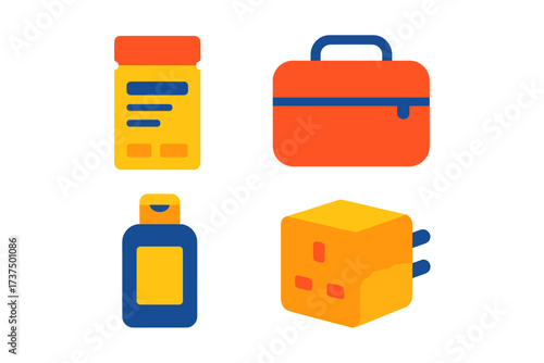 Travel essentials for a convenient journey including medicine, a bag, toiletries, and a charger