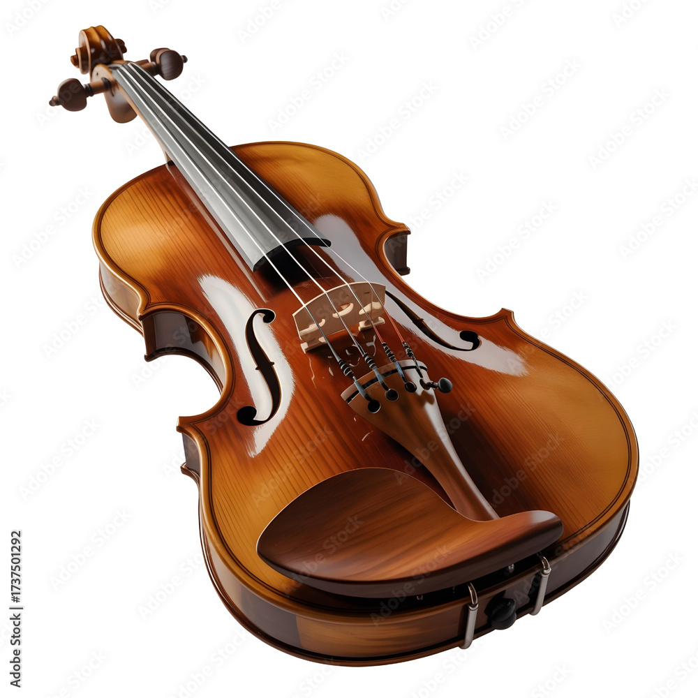 Fototapeta premium Wooden Classical Violin Isolated on White Background