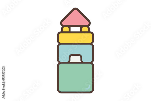 Colorful toy building blocks arranged in a tower shape, ideal for creative playtime for young children