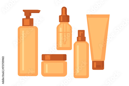 Various cosmetic and skincare product containers for beauty and personal care