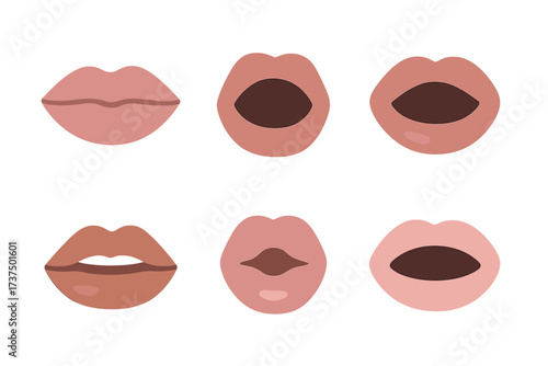Collection of diverse female lips showing various expressions and mouth shapes