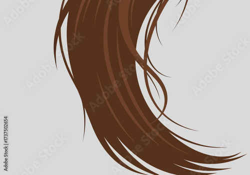 Beautiful Brown Wavy Female Hair with Highlights on a Light Gray Background