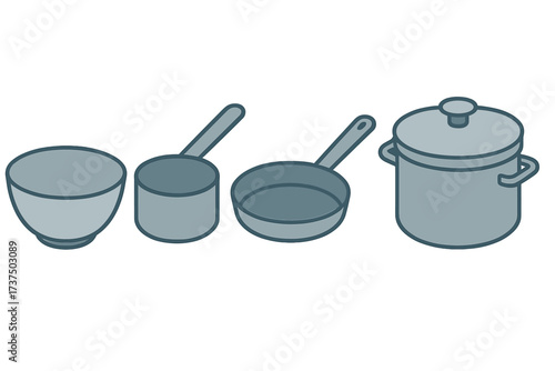 Different types of kitchen utensils arranged neatly on a flat surface for cooking and meal preparation