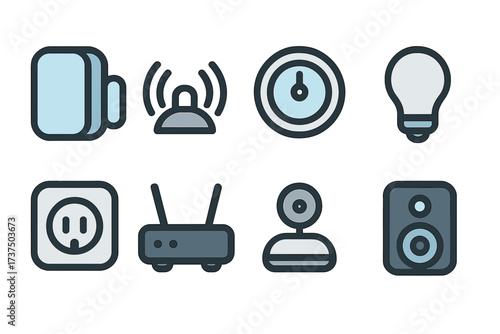 Modern smart home and technology device icons for digital interfaces and applications