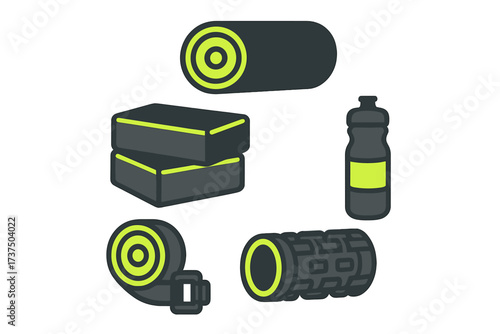 Collection of essential fitness and workout equipment for healthy lifestyle