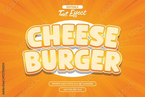 Cheese burger editable text effect with cartoon text style
