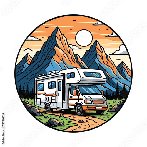 RV Camper Van Mountain Adventure Travel.