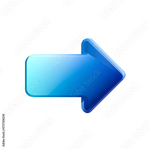 Blue glossy arrow isolated on transparent background