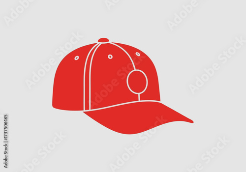Stylish Red Baseball Cap with White Stitching on a Light Gray Background, Casual Sporty Headwear