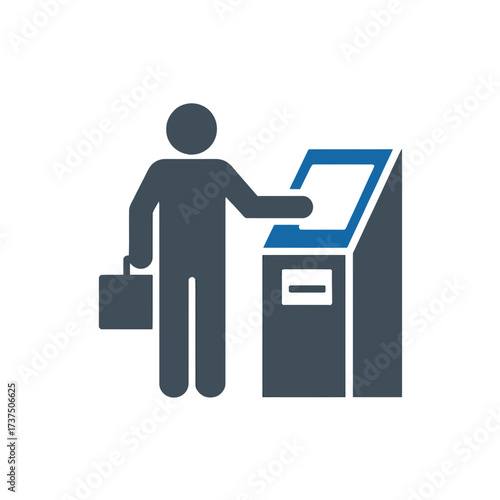 Man using an atm machine to withdraw money a simple vector illustration of a financial transaction
