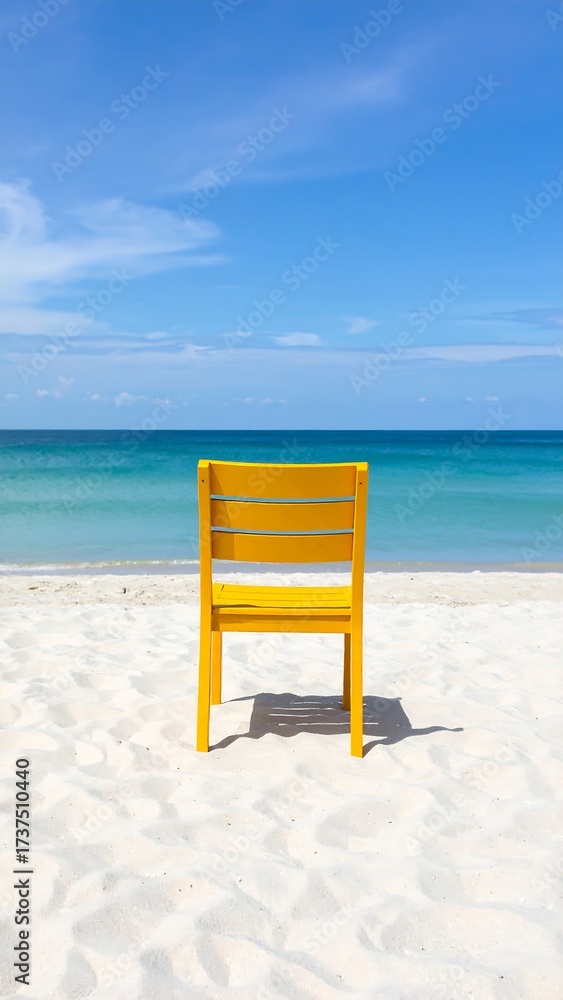 Fototapeta premium Yellow chair on a beach